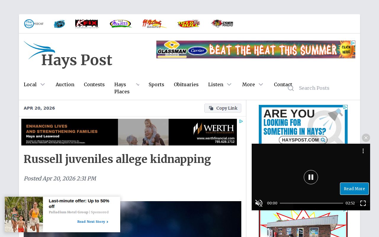 Hays Post regional Russell County incident coverage near Lucas