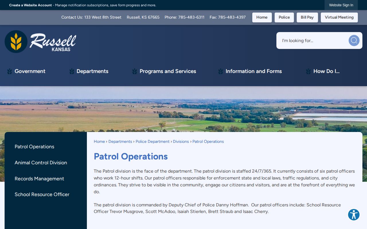 Russell Police Patrol Operations official webpage